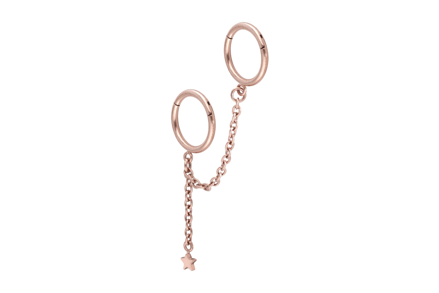 Chirurgenstahl Segmentring Clicker Piercing 2 RINGE + KETTE + STERN